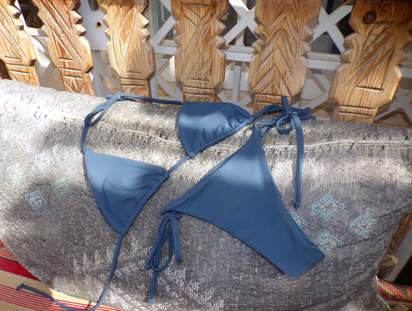 Barely There Dark Blue/Grey Thong Bikini Bottom In Mineral