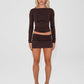 Ultra-Mini Bodycon Double Layered Co-ord Skirt in Americano