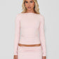 Long Sleeve Boat Neck Double Layered Sculpting Top in Sweet Dreams