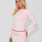 Long Sleeve Boat Neck Double Layered Sculpting Top in Sweet Dreams