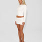 Ultra-Mini Bodycon Double Layered Co-ord Skirt in Coconut White