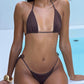 Ellie Casei wearing brown barely there bikini bottom and top in espresso