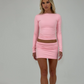 Long Sleeve Boat Neck Double Layered Sculpting Top in Raspberry Sorbet
