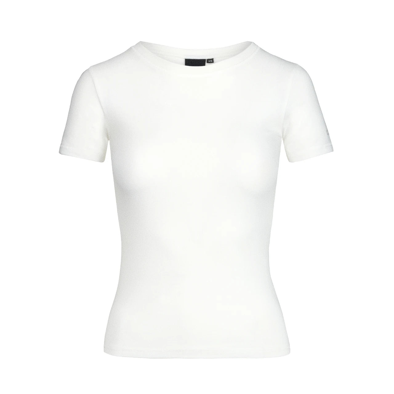 Crew neck plain white women's fitted short sleeve t-shirt.